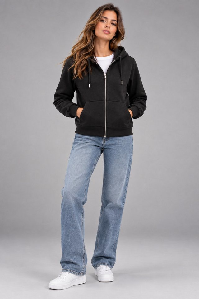 Smith & Solo Kapuzenpullover Damen - Sweatshirt mit Reißverschluss Zipper Hoodie Kapuzensweatjacke – Bild 4 von 5