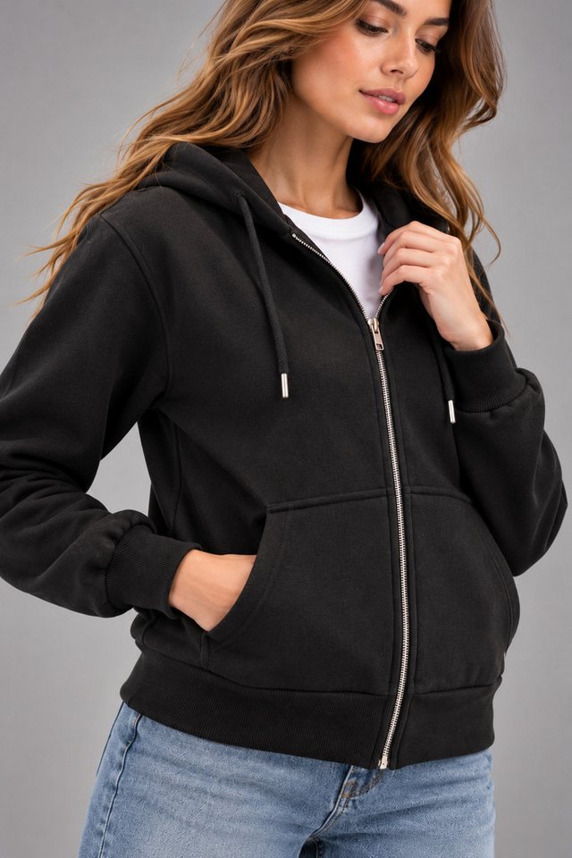 Smith & Solo Kapuzenpullover Damen - Sweatshirt mit Reißverschluss Zipper Hoodie Kapuzensweatjacke – Bild 5 von 5