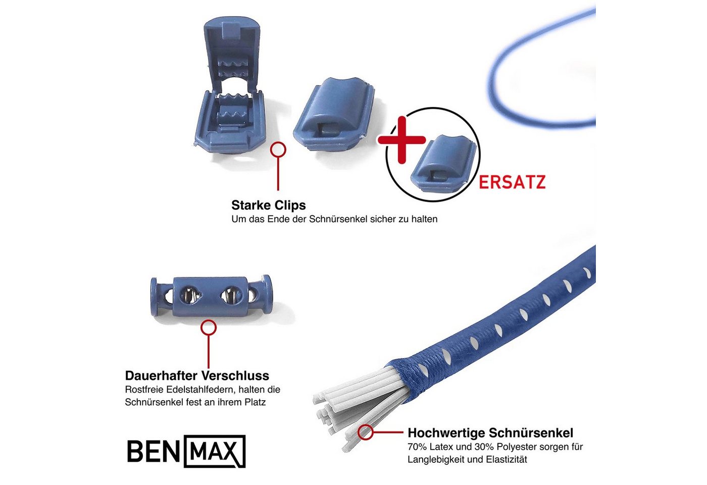 Smith & Solo Schnürsenkel Schnürsenkel ohne Binden, Elastisch – Bild 2 von 4
