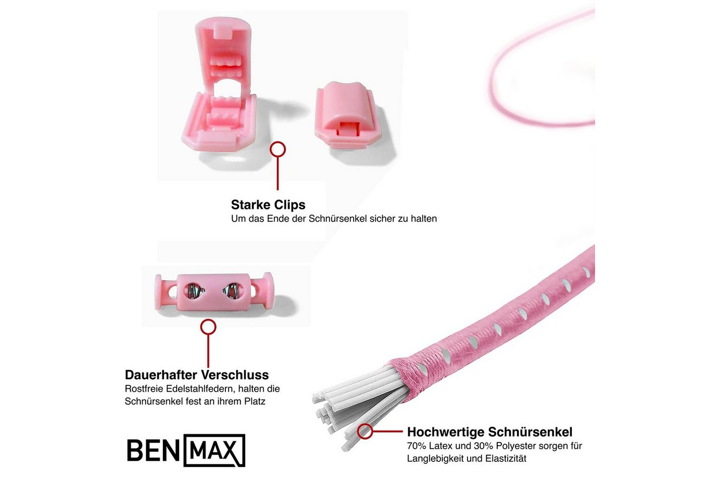 Smith & Solo Schnürsenkel Schnürsenkel ohne Binden, Elastisch – Bild 2 von 5