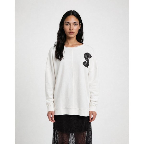 Smith & Soul Longsweatshirt mit kontrastfarbener Spitze, oversize