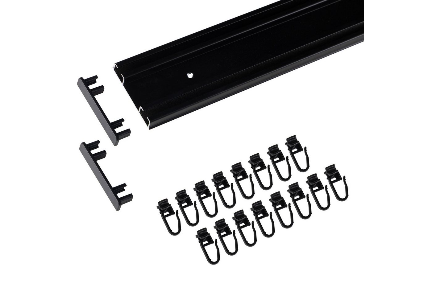 SN DECO GROUP Gardinenschiene Objektschiene LM, 2-läufig, Fixmaß, mit Bohren, verschraubt, Aluminium, vorgebohrt, Aluminium, Innenlauf, Vorhangschiene – Bild 4 von 5