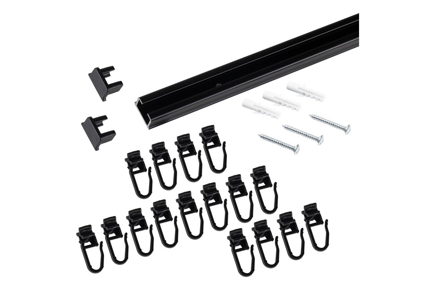 SN DECO GROUP Gardinenschiene Objektschiene RS, 1-läufig, Fixmaß, mit Bohren, verschraubt, Aluminium, vorgebohrt, Aluminium, Innenlauf, Vorhangschiene – Bild 4 von 5