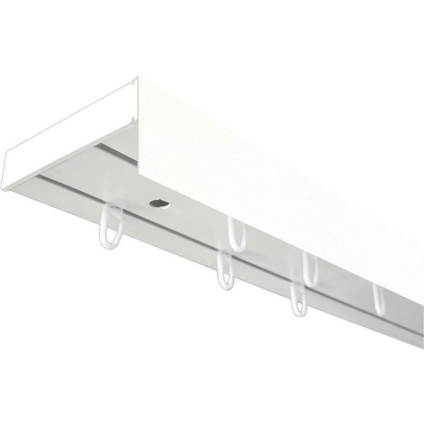 SN DECO GROUP Gardinenschiene Vorhangschiene SH (1) mit Blende 5 cm, 2-läufig, Fixmaß, mit Bohren, verschraubt, Kunststoff