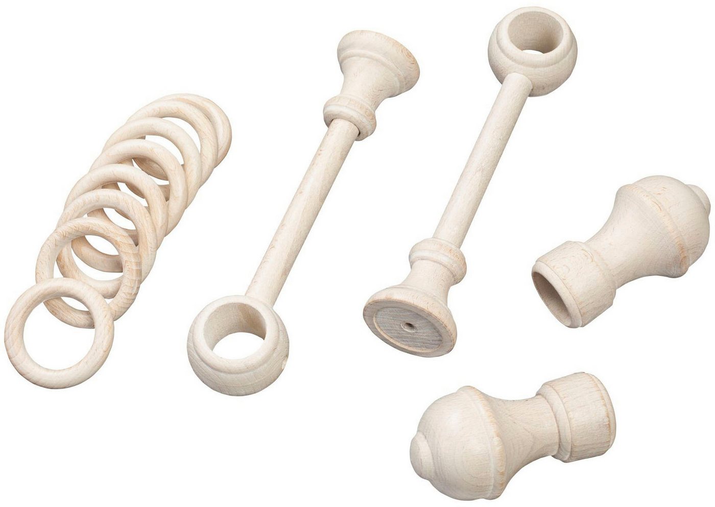 SN DECO GROUP Gardinenstange Ares, 1-läufig, Fixmaß, mit Bohren, verschraubt, Holzwerkstoff, 28 mm, Holz, verschiedene Längen und Farben, Komplettset – Bild 4 von 5