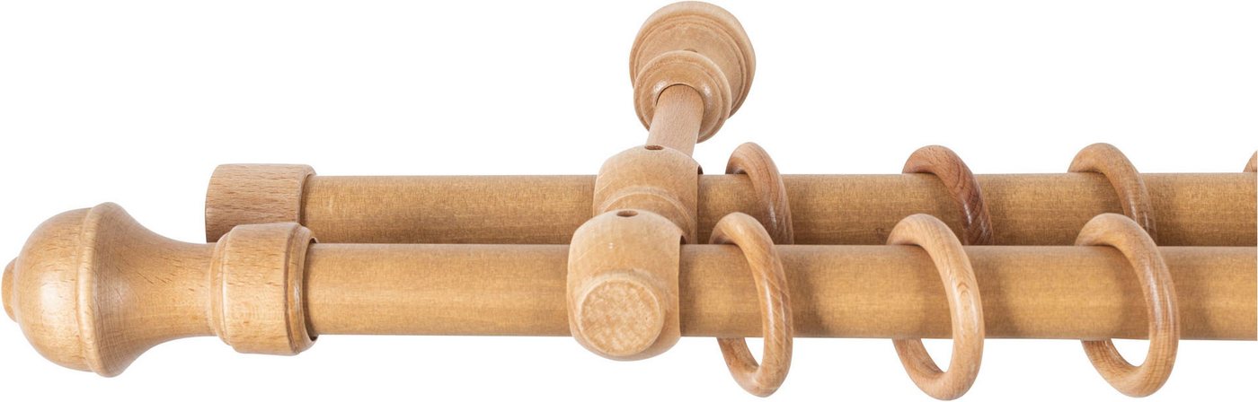 SN DECO GROUP Gardinenstange Ares, 2-läufig, Fixmaß, mit Bohren, verschraubt, Holzwerkstoff, 28 mm, Holz, verschiedene Längen und Farben, Komplettset – Bild 2 von 5
