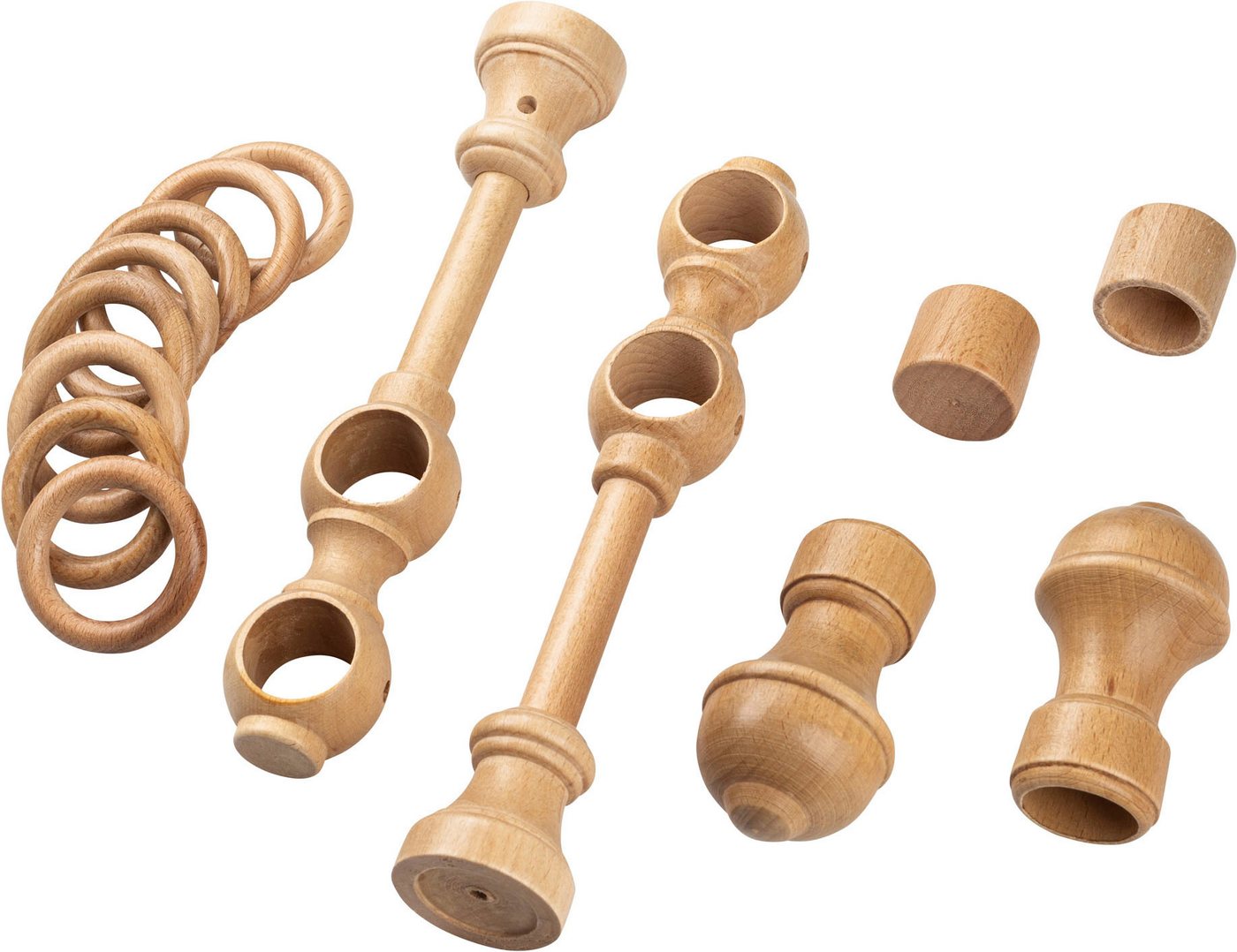 SN DECO GROUP Gardinenstange Ares, 2-läufig, Fixmaß, mit Bohren, verschraubt, Holzwerkstoff, 28 mm, Holz, verschiedene Längen und Farben, Komplettset – Bild 4 von 5