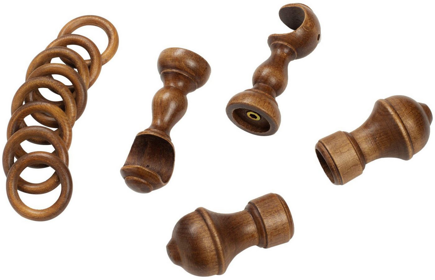 SN DECO GROUP Gardinenstange Ares, 1-läufig, Fixmaß, mit Bohren, verschraubt, Holzwerkstoff, 28 mm, Holz, verschiedene Längen und Farben, Komplettset – Bild 4 von 5