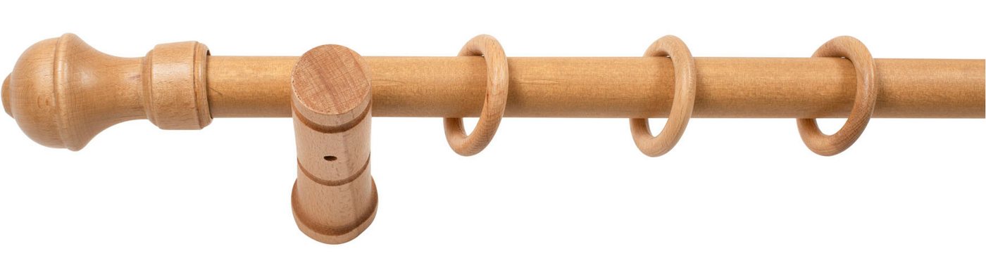 SN DECO GROUP Gardinenstange Ares, 1-läufig, Fixmaß, mit Bohren, verschraubt, Holzwerkstoff, 28 mm, Holz, verschiedene Längen und Farben, Komplettset – Bild 3 von 5