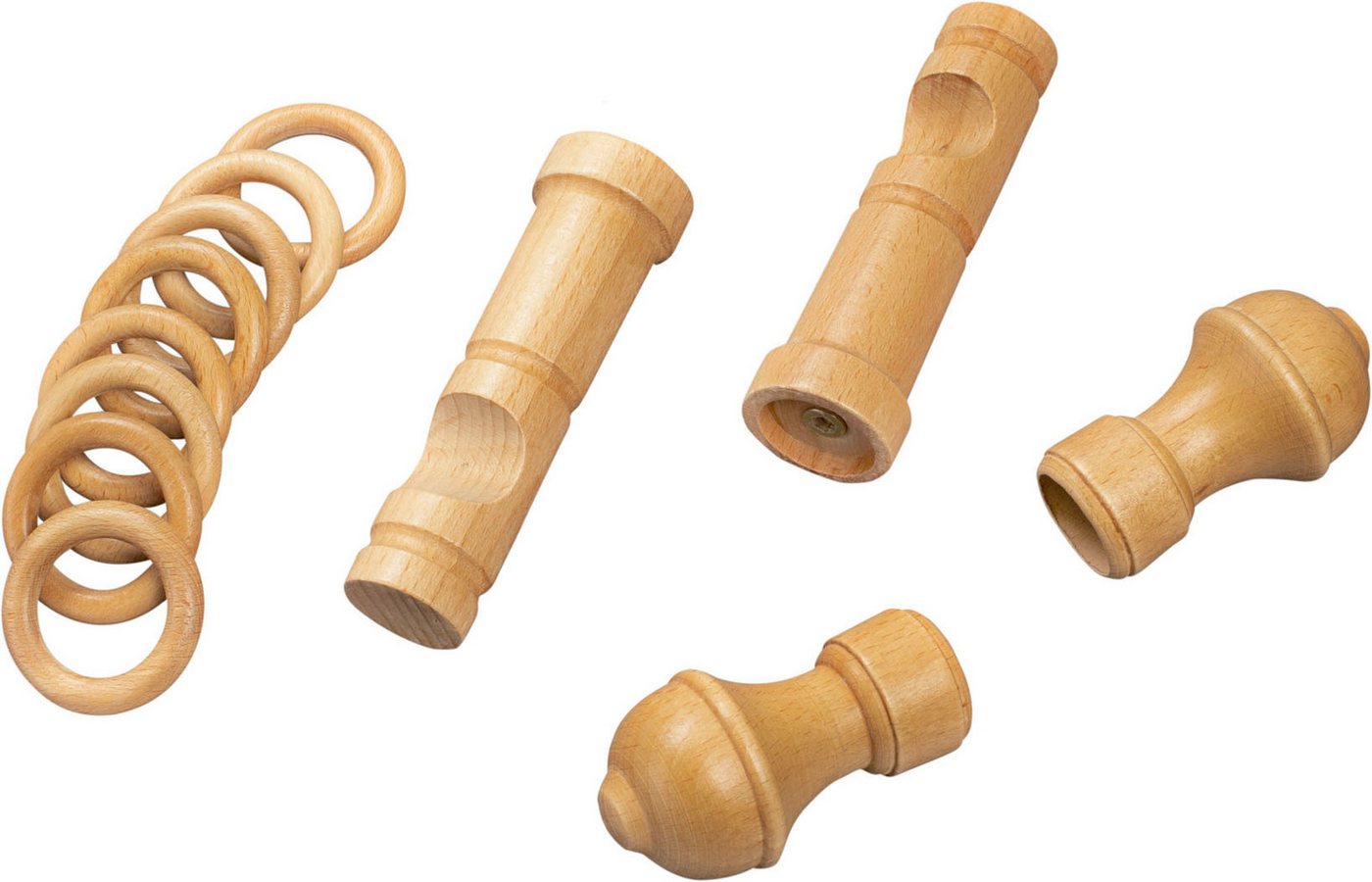 SN DECO GROUP Gardinenstange Ares, 1-läufig, Fixmaß, mit Bohren, verschraubt, Holzwerkstoff, 28 mm, Holz, verschiedene Längen und Farben, Komplettset – Bild 4 von 5