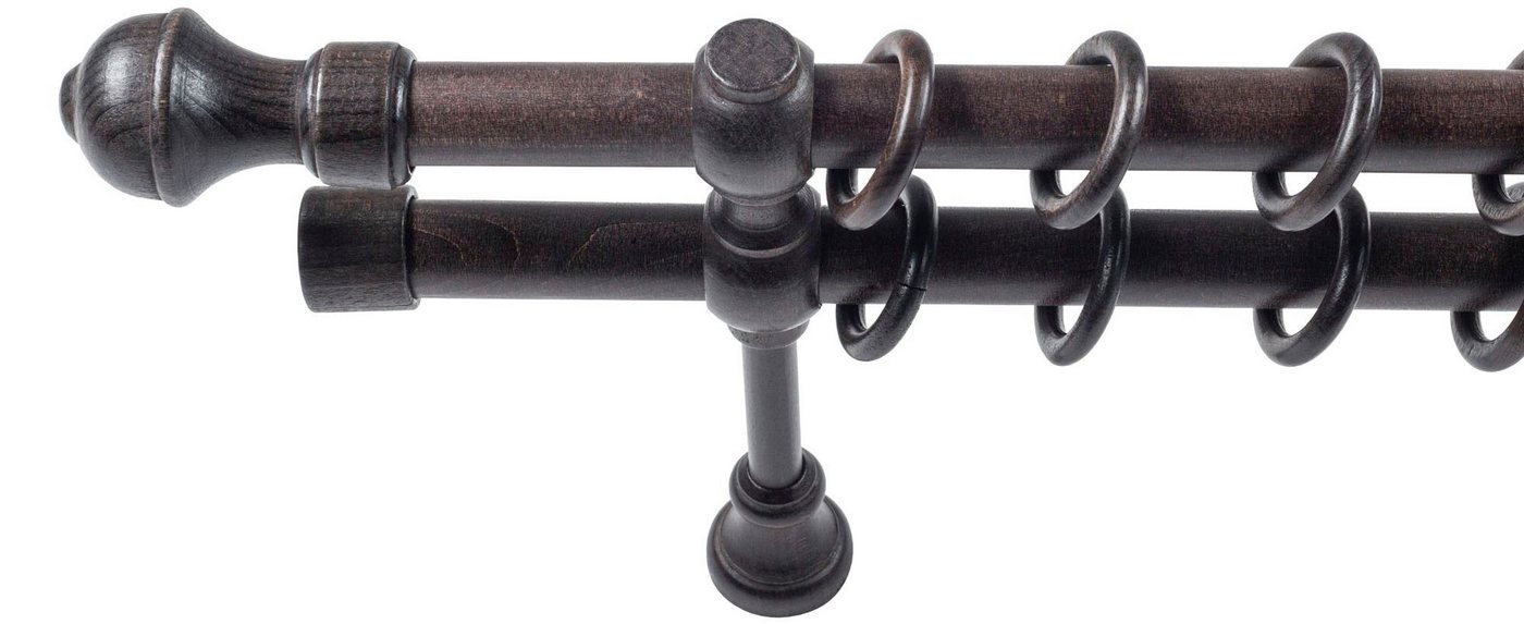 SN DECO GROUP Gardinenstange Ares, 2-läufig, Fixmaß, mit Bohren, verschraubt, Holzwerkstoff, 28 mm, Holz, verschiedene Längen und Farben, Komplettset – Bild 3 von 5