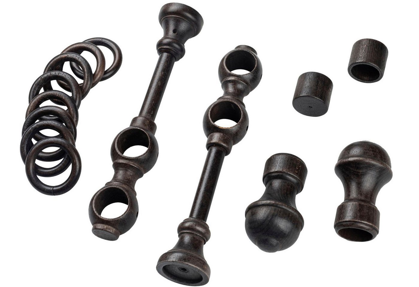 SN DECO GROUP Gardinenstange Ares, 2-läufig, Fixmaß, mit Bohren, verschraubt, Holzwerkstoff, 28 mm, Holz, verschiedene Längen und Farben, Komplettset – Bild 4 von 5