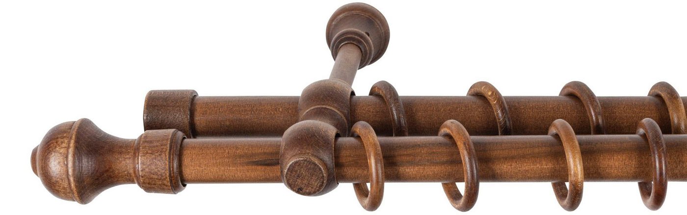 SN DECO GROUP Gardinenstange Ares, 2-läufig, Fixmaß, mit Bohren, verschraubt, Holzwerkstoff, 28 mm, Holz, verschiedene Längen und Farben, Komplettset – Bild 2 von 5