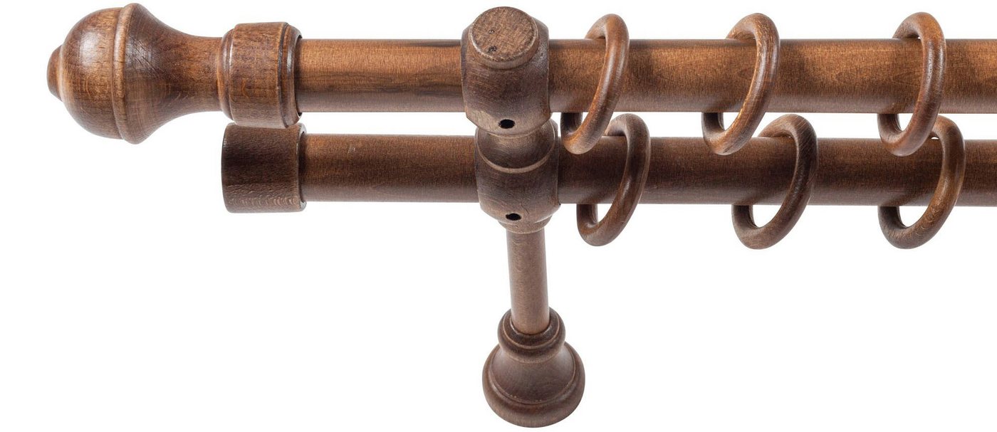SN DECO GROUP Gardinenstange Ares, 2-läufig, Fixmaß, mit Bohren, verschraubt, Holzwerkstoff, 28 mm, Holz, verschiedene Längen und Farben, Komplettset – Bild 3 von 5