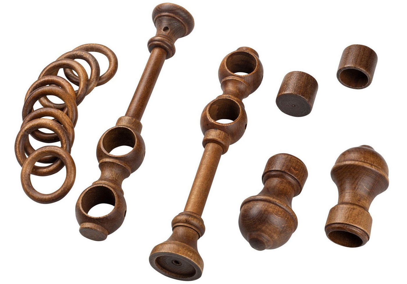 SN DECO GROUP Gardinenstange Ares, 2-läufig, Fixmaß, mit Bohren, verschraubt, Holzwerkstoff, 28 mm, Holz, verschiedene Längen und Farben, Komplettset – Bild 4 von 5