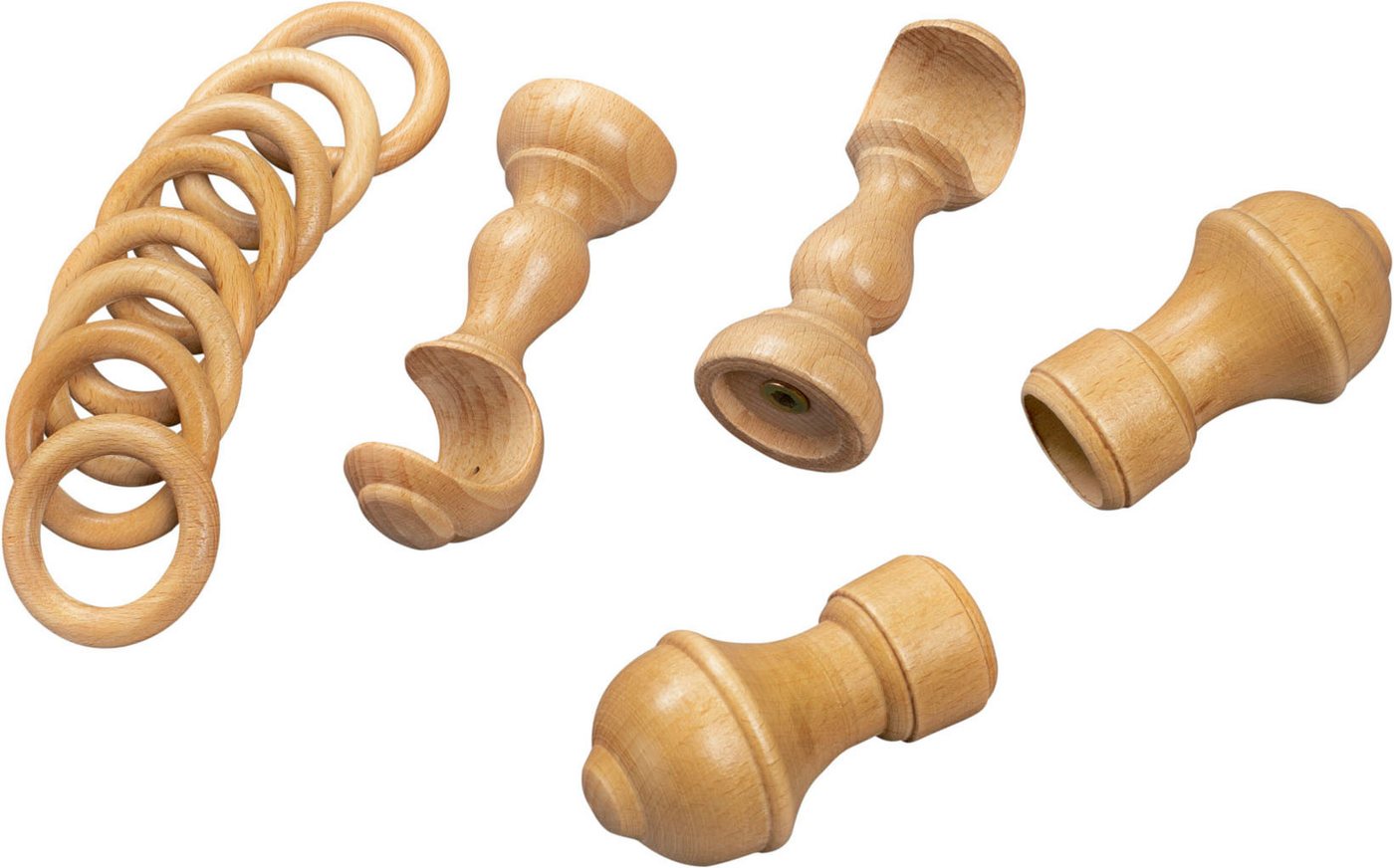 SN DECO GROUP Gardinenstange Ares, 1-läufig, Fixmaß, mit Bohren, verschraubt, Holzwerkstoff, 28 mm, Holz, verschiedene Längen und Farben, Komplettset – Bild 4 von 5