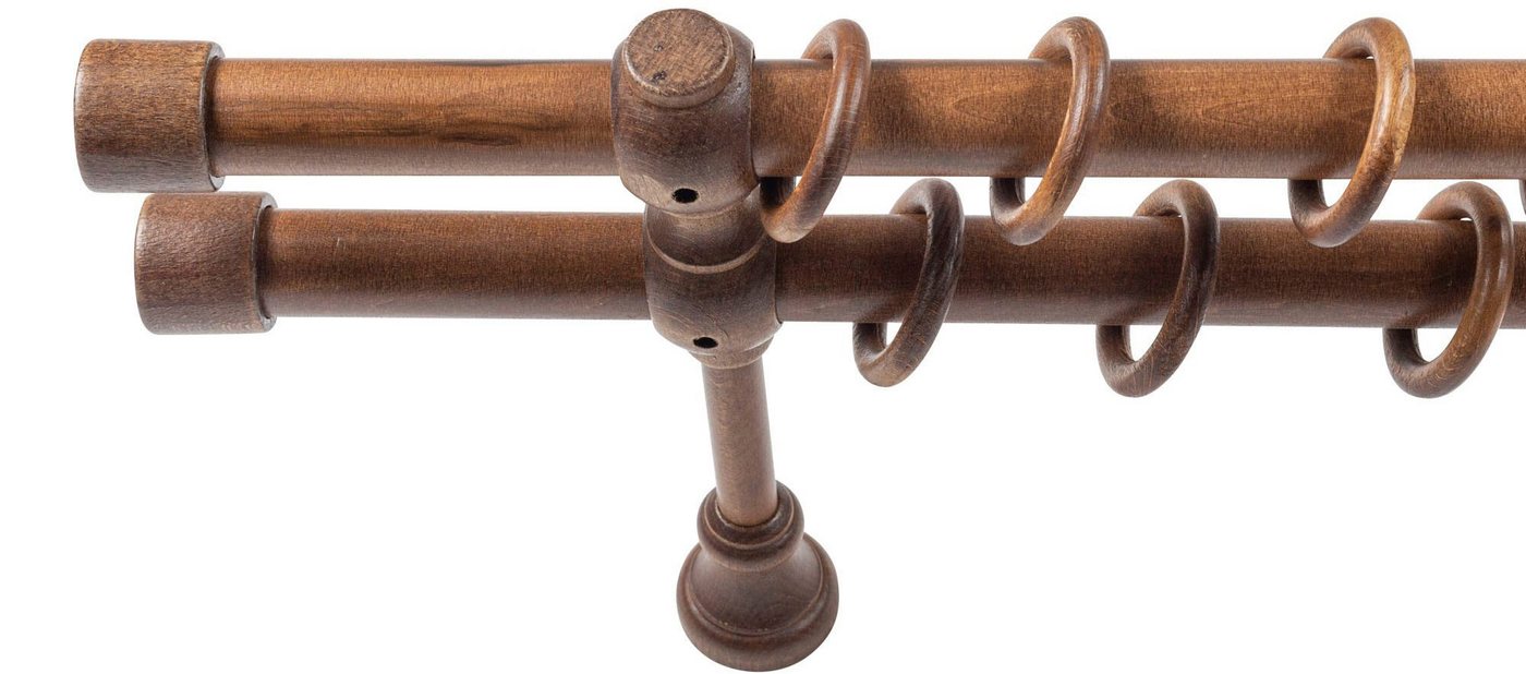 SN DECO GROUP Gardinenstange Cafiro, 2-läufig, Fixmaß, mit Bohren, verschraubt, Holzwerkstoff, 28 mm, Holz, verschiedene Längen und Farben, Komplettset – Bild 3 von 5