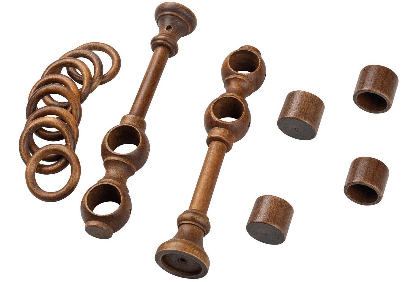 SN DECO GROUP Gardinenstange Cafiro, 2-läufig, Fixmaß, mit Bohren, verschraubt, Holzwerkstoff, 28 mm, Holz, verschiedene Längen und Farben, Komplettset – Bild 4 von 5