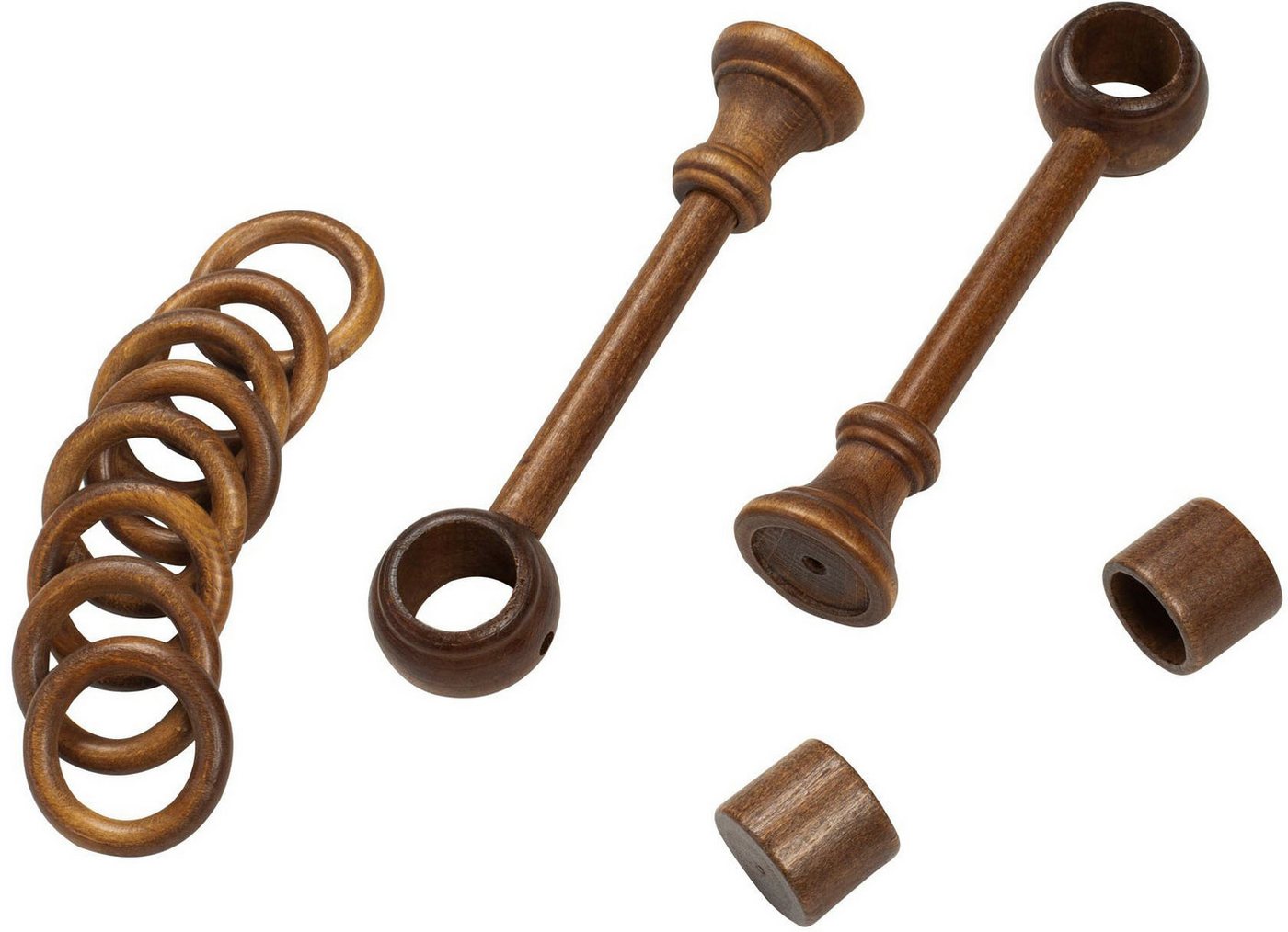 SN DECO GROUP Gardinenstange Cafiro, 1-läufig, Fixmaß, mit Bohren, verschraubt, Holzwerkstoff, 28 mm, Holz, verschiedene Längen und Farben, Komplettset – Bild 4 von 5