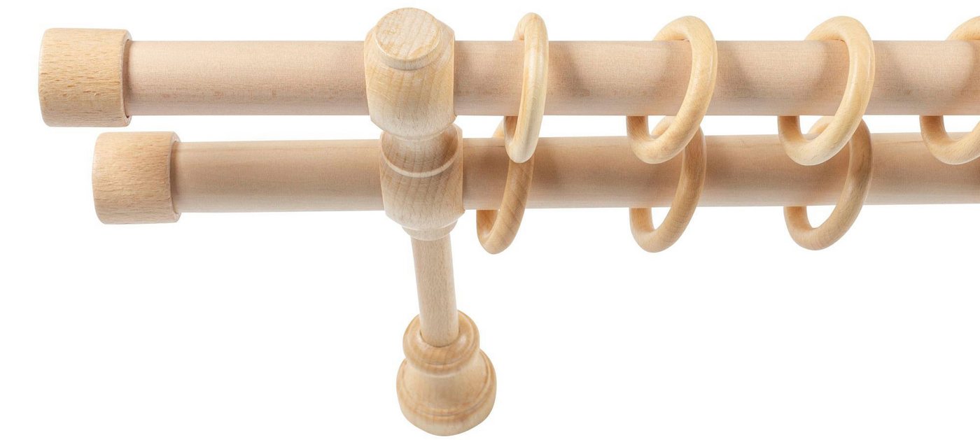SN DECO GROUP Gardinenstange Cafiro, 2-läufig, Fixmaß, mit Bohren, verschraubt, Holzwerkstoff, 28 mm, Holz, verschiedene Längen und Farben, Komplettset – Bild 3 von 5