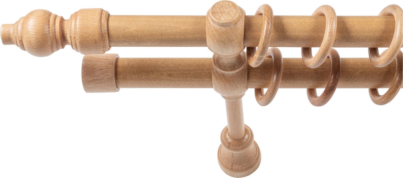 SN DECO GROUP Gardinenstange Filigrano, 2-läufig, Fixmaß, mit Bohren, verschraubt, Holzwerkstoff, 28 mm, Holz, verschiedene Längen und Farben, Komplettset – Bild 3 von 5