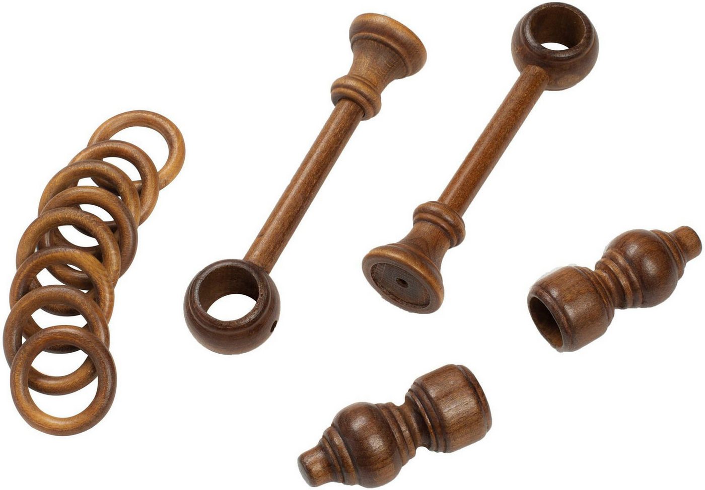 SN DECO GROUP Gardinenstange Filigrano, 1-läufig, Fixmaß, mit Bohren, verschraubt, Holzwerkstoff, 28 mm, Holz, verschiedene Längen und Farben, Komplettset – Bild 4 von 5