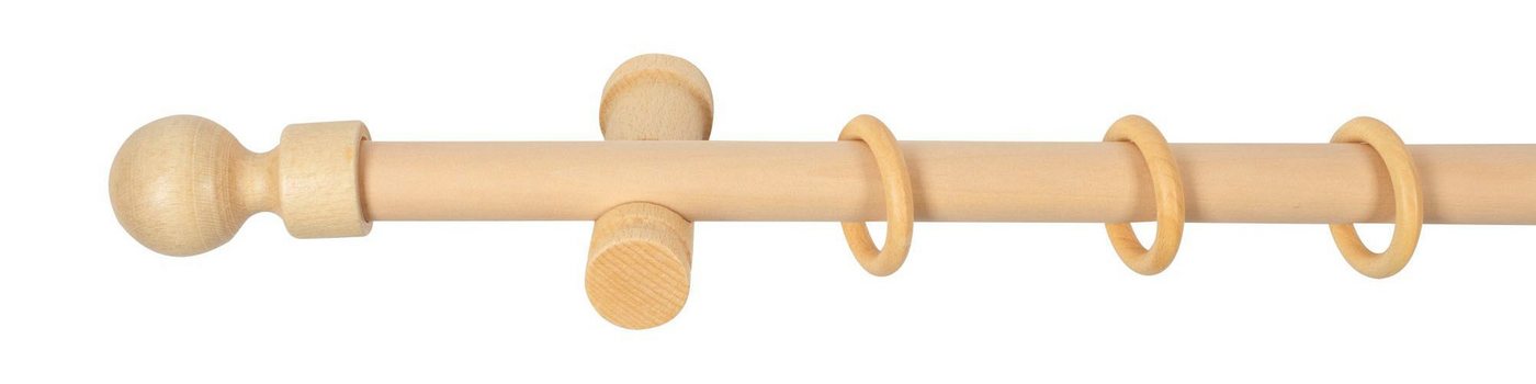 SN DECO GROUP Gardinenstange Giro, 1-läufig, Fixmaß, mit Bohren, verschraubt, Holzwerkstoff, 28 mm, Holz, verschiedenen Längen und Farben, Komplettset – Bild 2 von 5