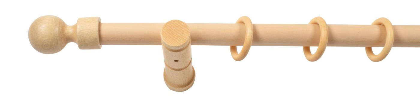 SN DECO GROUP Gardinenstange Giro, 1-läufig, Fixmaß, mit Bohren, verschraubt, Holzwerkstoff, 28 mm, Holz, verschiedenen Längen und Farben, Komplettset – Bild 3 von 5