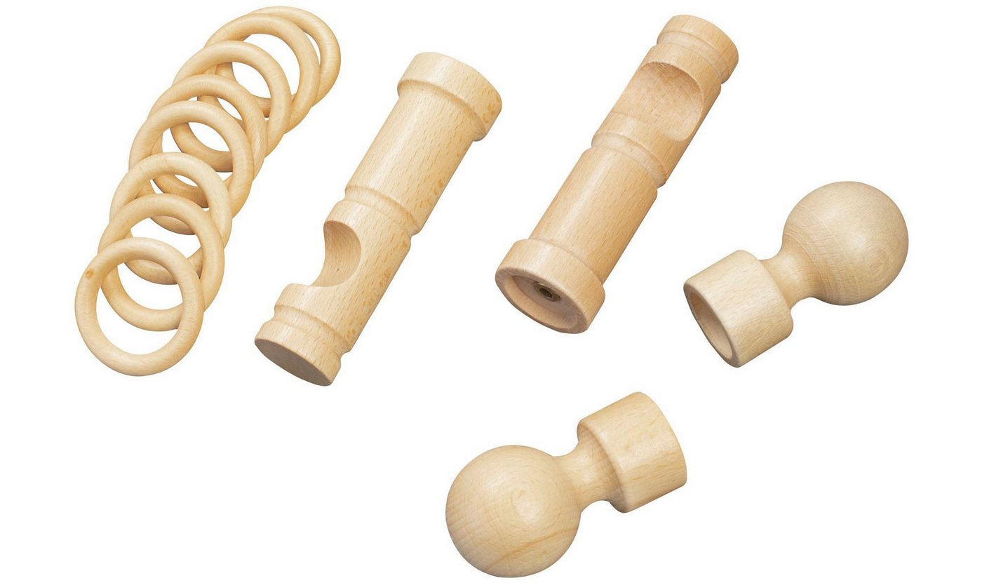 SN DECO GROUP Gardinenstange Giro, 1-läufig, Fixmaß, mit Bohren, verschraubt, Holzwerkstoff, 28 mm, Holz, verschiedenen Längen und Farben, Komplettset – Bild 4 von 5
