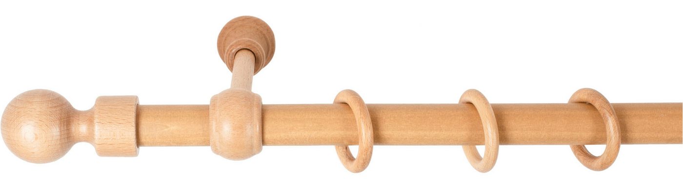 SN DECO GROUP Gardinenstange Giro, 1-läufig, Fixmaß, mit Bohren, verschraubt, Holzwerkstoff, 28 mm, Holz, verschiedene Längen und Farben, Komplettset – Bild 2 von 5
