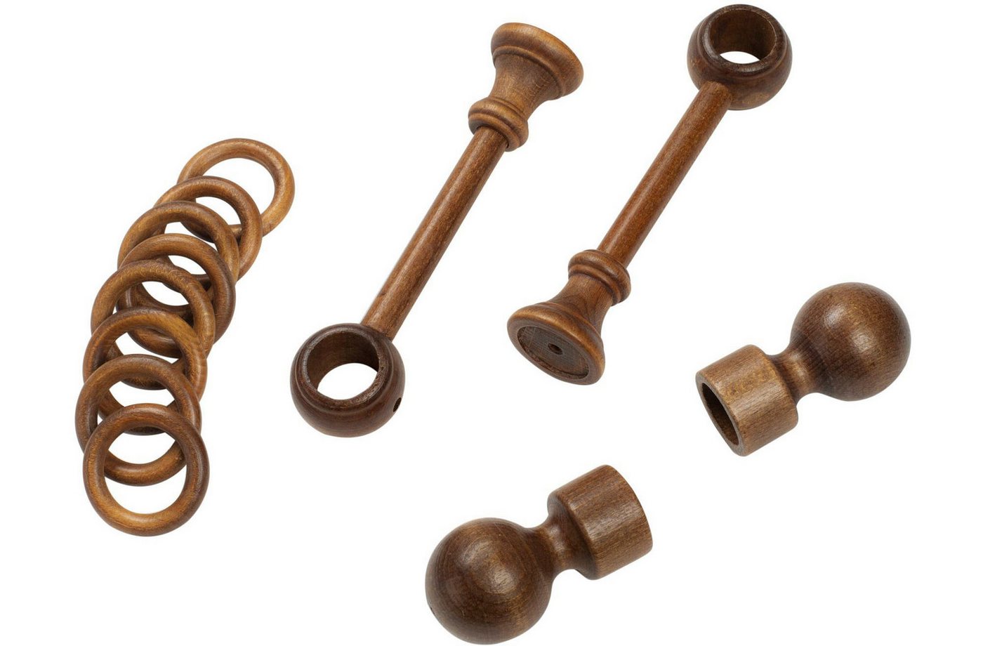 SN DECO GROUP Gardinenstange Giro, 1-läufig, Fixmaß, mit Bohren, verschraubt, Holzwerkstoff, 28 mm, Holz, verschiedene Längen und Farben, Komplettset – Bild 4 von 5