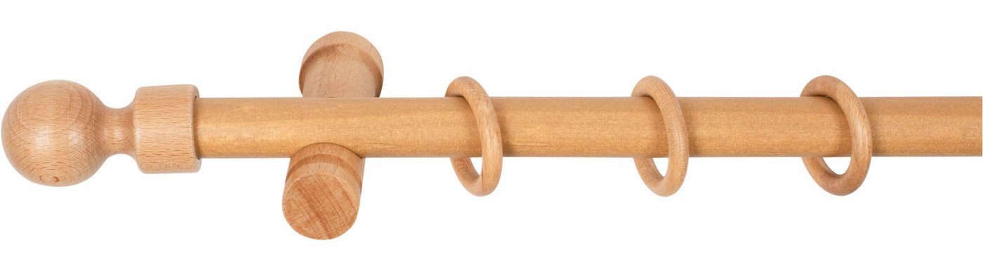 SN DECO GROUP Gardinenstange Giro, 1-läufig, Fixmaß, mit Bohren, verschraubt, Holzwerkstoff, 28 mm, Holz, verschiedenen Längen und Farben, Komplettset – Bild 2 von 5