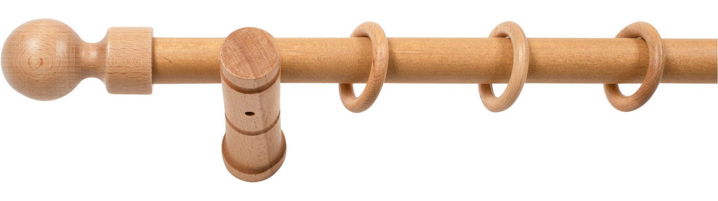SN DECO GROUP Gardinenstange Giro, 1-läufig, Fixmaß, mit Bohren, verschraubt, Holzwerkstoff, 28 mm, Holz, verschiedenen Längen und Farben, Komplettset – Bild 3 von 5