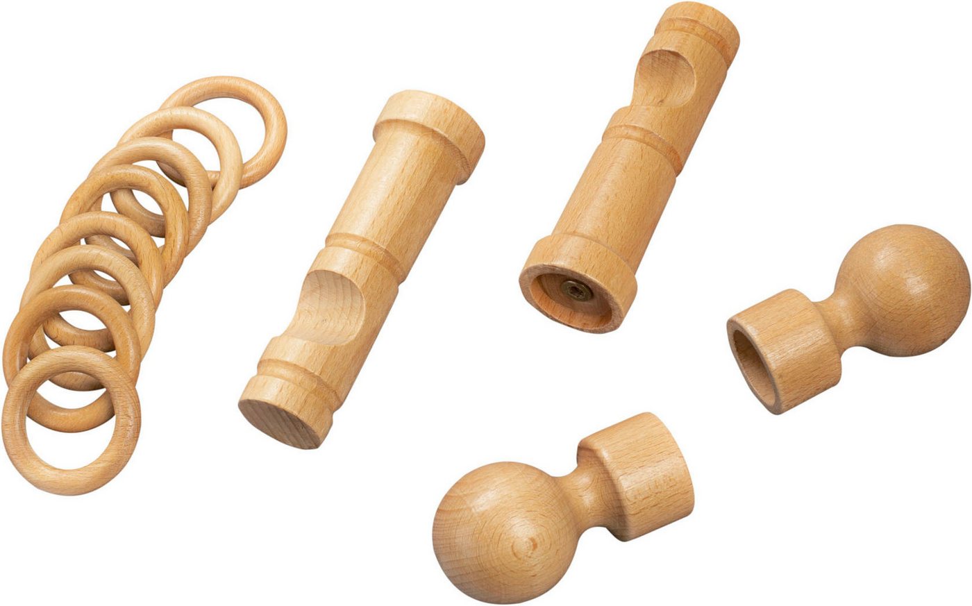 SN DECO GROUP Gardinenstange Giro, 1-läufig, Fixmaß, mit Bohren, verschraubt, Holzwerkstoff, 28 mm, Holz, verschiedenen Längen und Farben, Komplettset – Bild 4 von 5