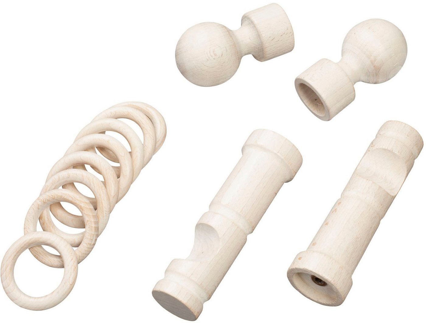 SN DECO GROUP Gardinenstange Giro, 1-läufig, Fixmaß, mit Bohren, verschraubt, Holzwerkstoff, 28 mm, Holz, verschiedenen Längen und Farben, Komplettset – Bild 4 von 5