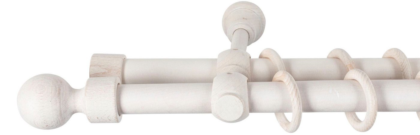 SN DECO GROUP Gardinenstange Giro, 2-läufig, Fixmaß, mit Bohren, verschraubt, Holzwerkstoff, 28 mm, Holz, verschiedene Längen und Farben, Komplettset – Bild 2 von 5