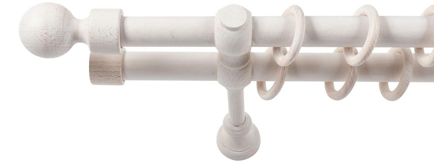 SN DECO GROUP Gardinenstange Giro, 2-läufig, Fixmaß, mit Bohren, verschraubt, Holzwerkstoff, 28 mm, Holz, verschiedene Längen und Farben, Komplettset – Bild 3 von 5