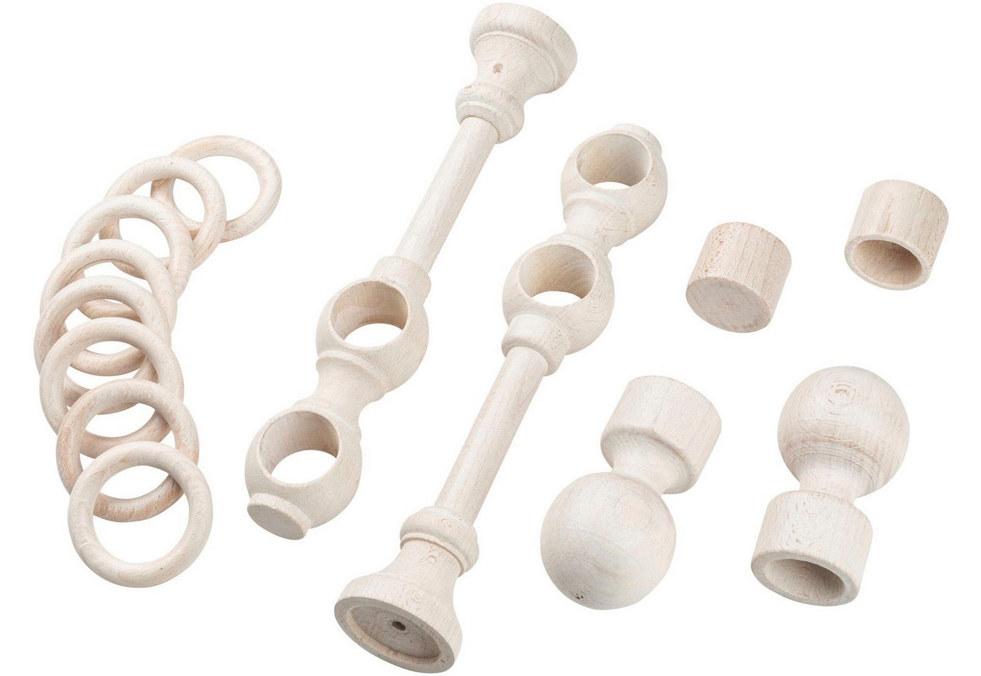 SN DECO GROUP Gardinenstange Giro, 2-läufig, Fixmaß, mit Bohren, verschraubt, Holzwerkstoff, 28 mm, Holz, verschiedene Längen und Farben, Komplettset – Bild 4 von 5
