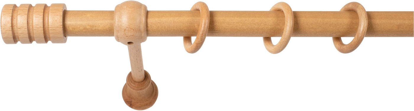 SN DECO GROUP Gardinenstange Pisa, 1-läufig, Fixmaß, mit Bohren, verschraubt, Holzwerkstoff, 28 mm, Holz, verschiedene Längen und Farben, Komplettset – Bild 2 von 5