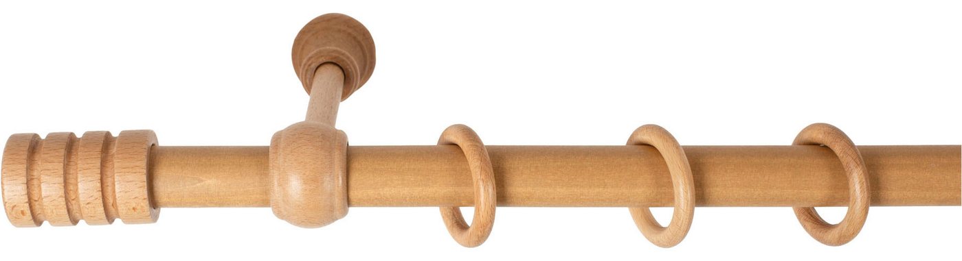SN DECO GROUP Gardinenstange Pisa, 1-läufig, Fixmaß, mit Bohren, verschraubt, Holzwerkstoff, 28 mm, Holz, verschiedene Längen und Farben, Komplettset – Bild 3 von 5