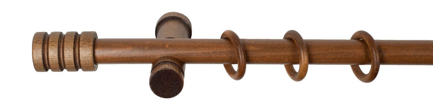 SN DECO GROUP Gardinenstange Pisa, 1-läufig, Fixmaß, mit Bohren, verschraubt, Holzwerkstoff, 28 mm, Holz, verschiedene Längen und Farben, Komplettset – Bild 3 von 5