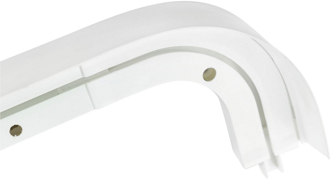 SN DECO GROUP Vorhangschiene SH1, 1-läufig, Fixmaß, mit Bohren, verschraubt, Kunststoff, Set 1-läufig,inkl. Rundbögen, Blende 5 cm, vorgebohrt, Innenlauf – Bild 2 von 5