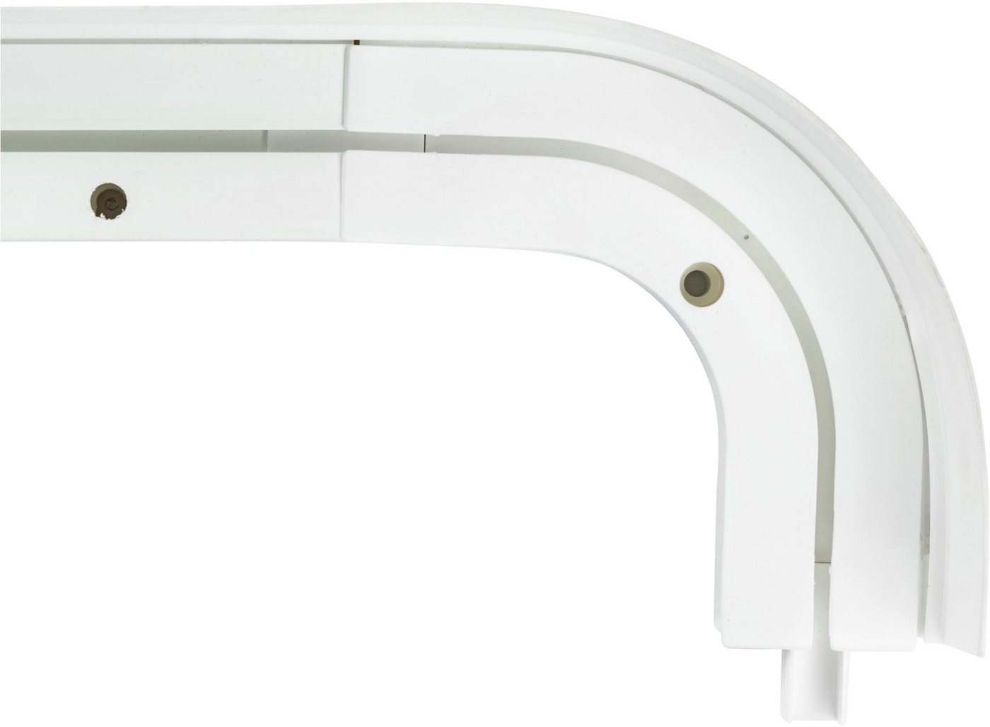SN DECO GROUP Vorhangschiene SH1, 1-läufig, Fixmaß, mit Bohren, verschraubt, Kunststoff, Set 1-läufig,inkl. Rundbögen, Blende 5 cm, vorgebohrt, Innenlauf – Bild 3 von 5