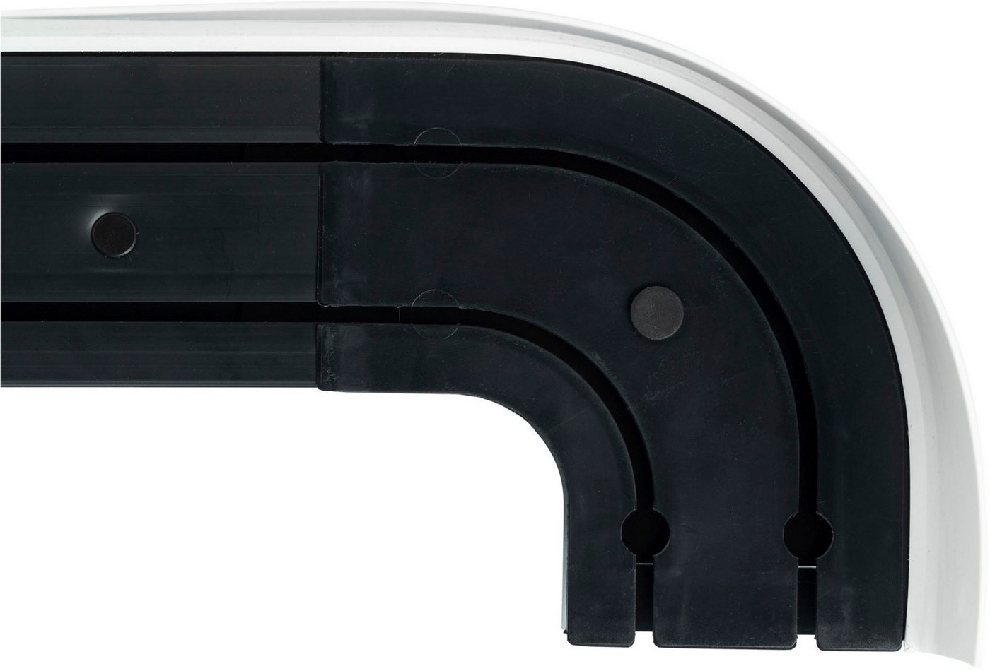 SN DECO GROUP Vorhangschiene SH2, 2-läufig, Fixmaß, mit Bohren, verschraubt, Kunststoff, Set 2-läufig, inkl. Rundbögen, Blende 7,5 cm, vorgebohrt, Innenlauf – Bild 3 von 5
