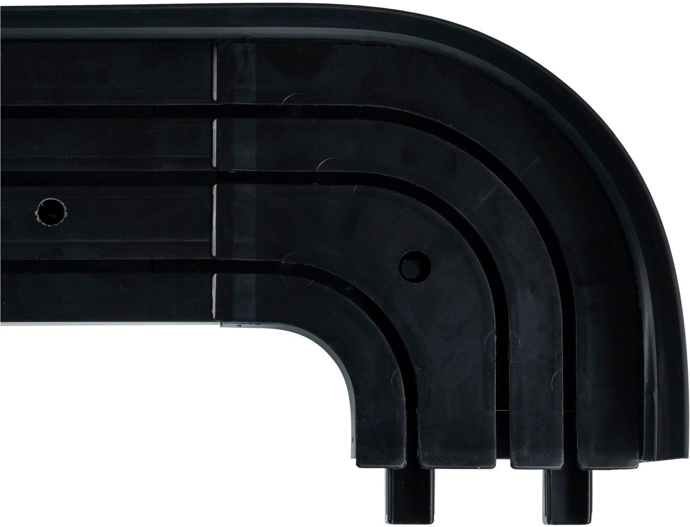 SN DECO GROUP Vorhangschiene SH3, 3-läufig, Fixmaß, mit Bohren, verschraubt, Kunststoff, Set 3-läufig,inkl. Rundbögen, Blende 5 cm, vorgebohrt, Innenlauf – Bild 3 von 5