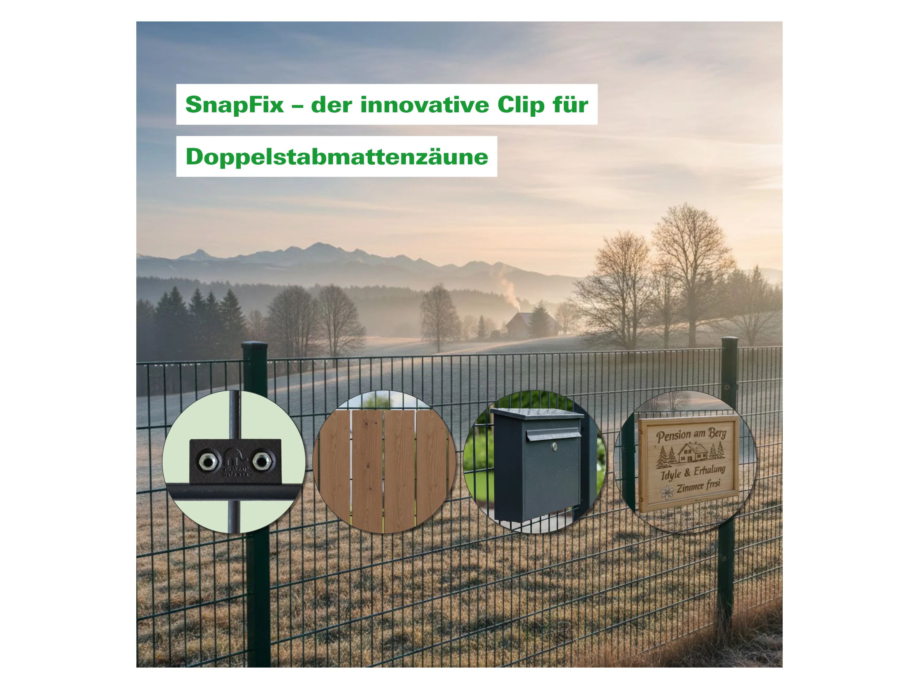 SNAPFIX® 12er Pack zur Befestigung an Doppelstabmatten, Stärke 8-6-8 mm (silber/grau) – Bild 4 von 4