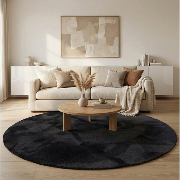 Snapstyle Hochflor-Teppich Super Soft Hochflorteppich Livorno Rund, Rund, Höhe: 17 mm