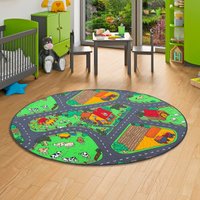 Snapstyle Kinder Spiel Teppich Bauernhof Rund