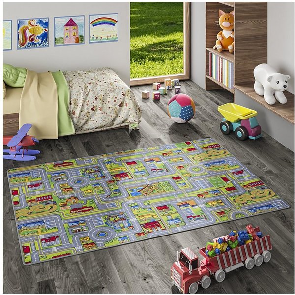 Snapstyle Kinderteppich Kinder Spiel Straßenteppich, Rechteckig, Höhe: 4 mm