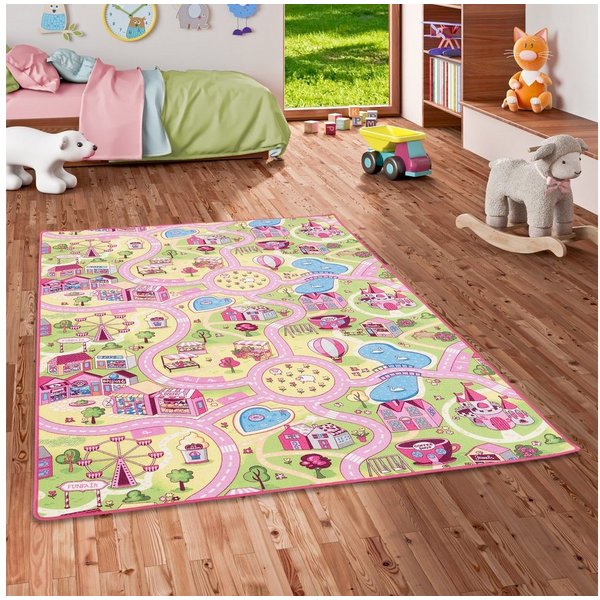 Snapstyle Kinderteppich Kinder Spiel Straßenteppich, Rechteckig, Höhe: 4 mm